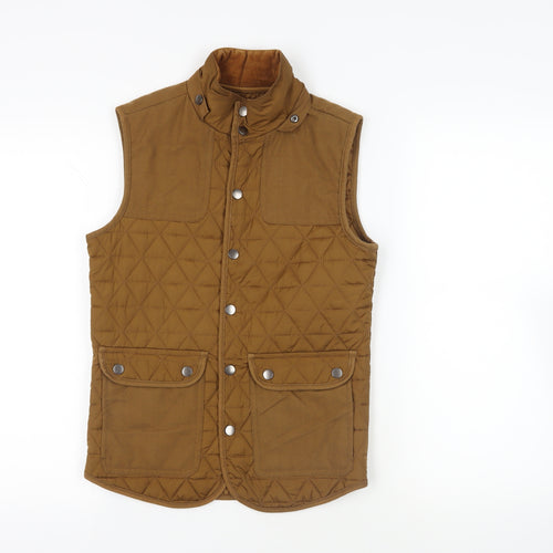 River Island Mens Brown Gilet Jacket Size XS Snap