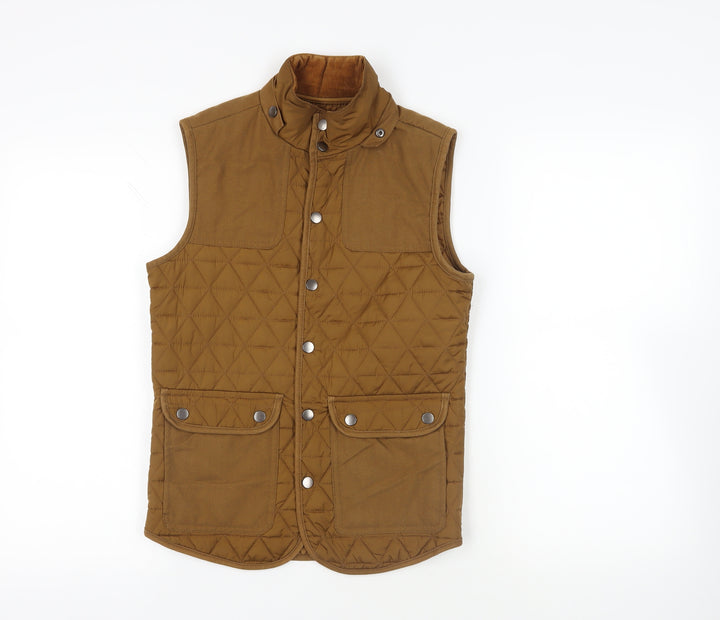 River Island Mens Brown Gilet Jacket Size XS Snap