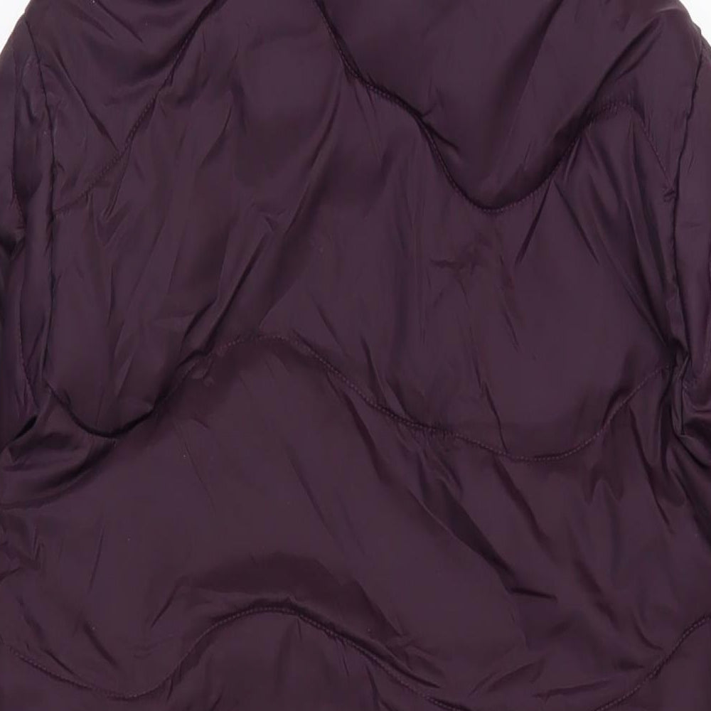 Marks and Spencer Womens Purple Quilted Coat Size 8 Zip - Hooded Zipped Pockets