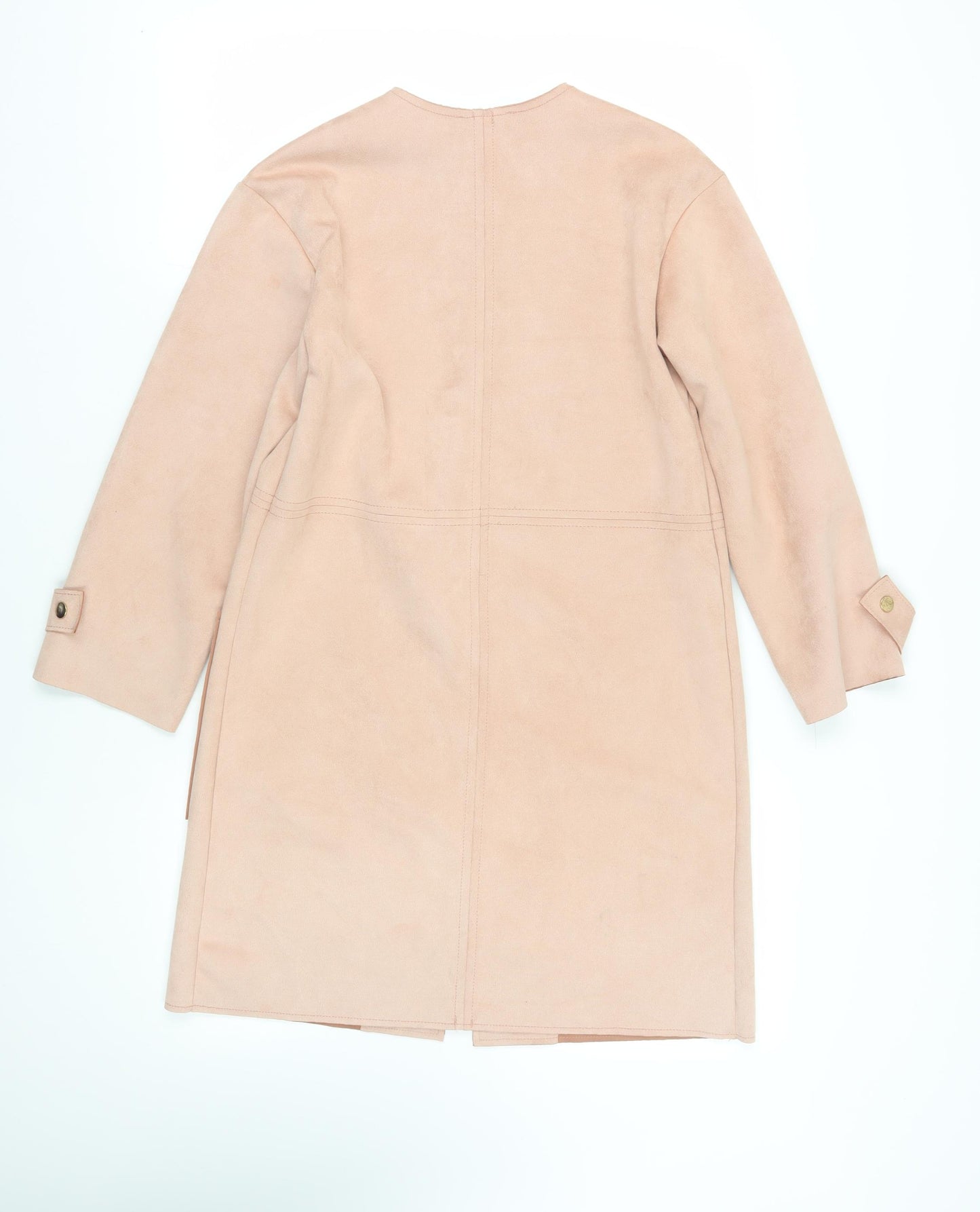 Zara Womens Pink Overcoat Coat Size S Snap - Suede Effect