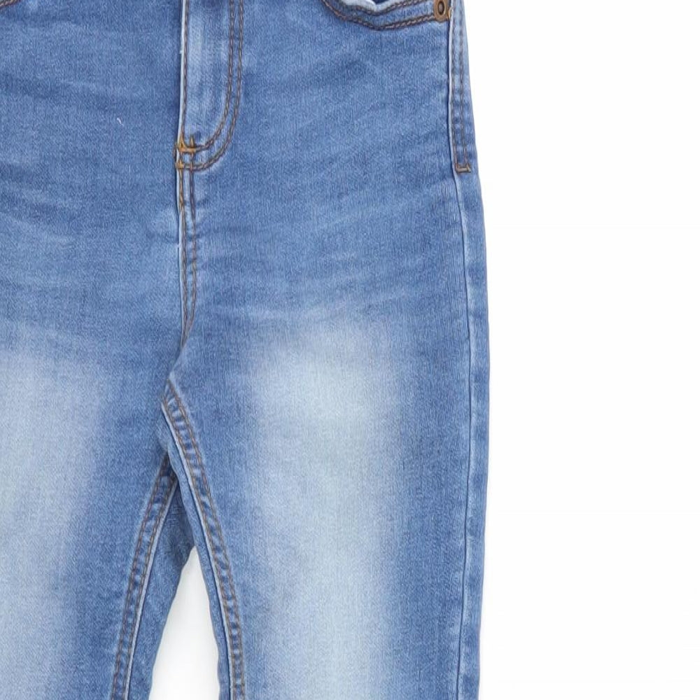 F&F Girls Blue Cotton Skinny Jeans Size 6-7 Years Regular Zip - Distressed