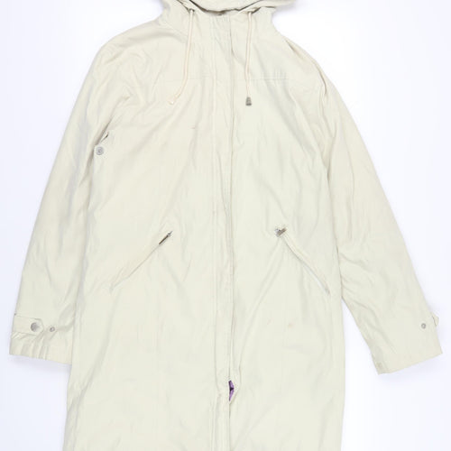 Per Una Womens Beige Rain Coat Coat Size M Zip - Hooded Zipped Pockets