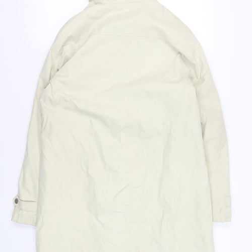 Per Una Womens Beige Rain Coat Coat Size M Zip - Hooded Zipped Pockets