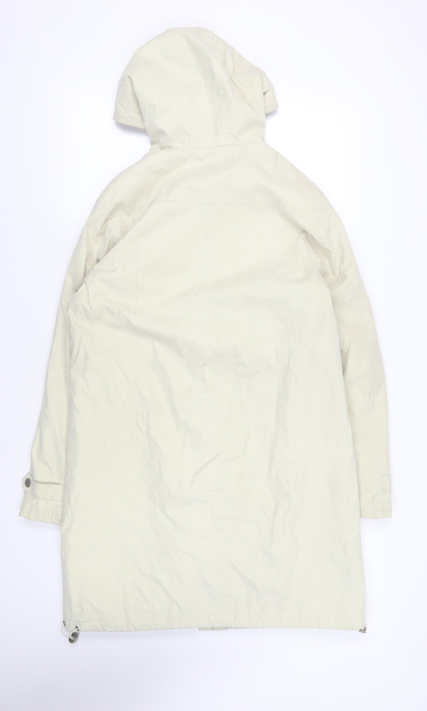 Per Una Womens Beige Rain Coat Coat Size M Zip - Hooded Zipped Pockets