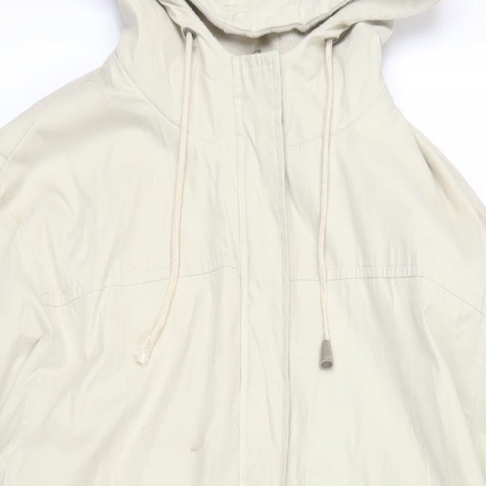 Per Una Womens Beige Rain Coat Coat Size M Zip - Hooded Zipped Pockets