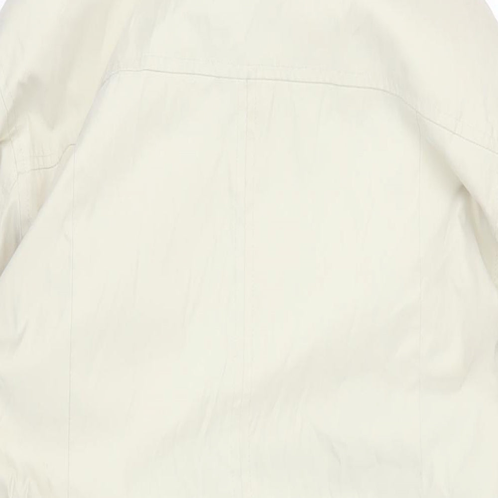 Per Una Womens Beige Rain Coat Coat Size M Zip - Hooded Zipped Pockets