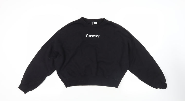 Divided by H&M Womens Black Cotton Pullover Sweatshirt Size S - Forever Friends