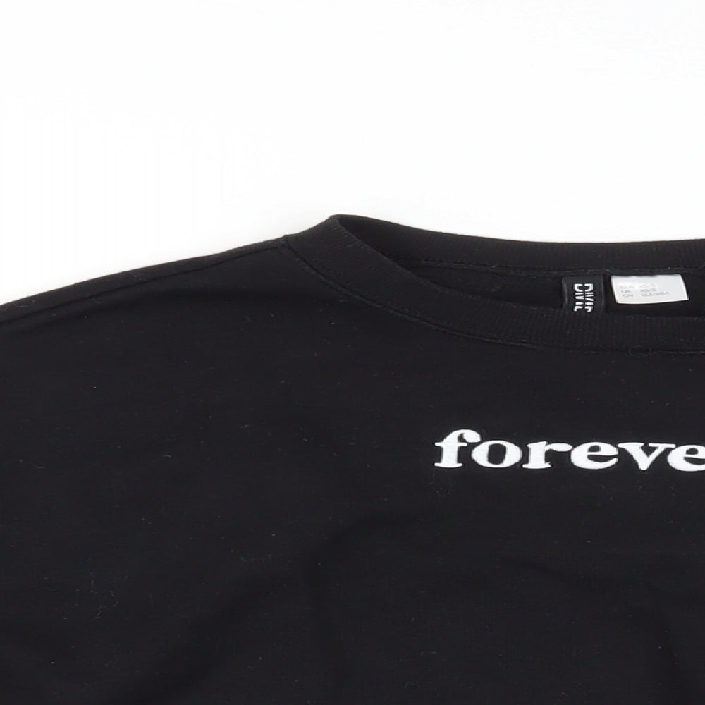 Divided by H&M Womens Black Cotton Pullover Sweatshirt Size S - Forever Friends