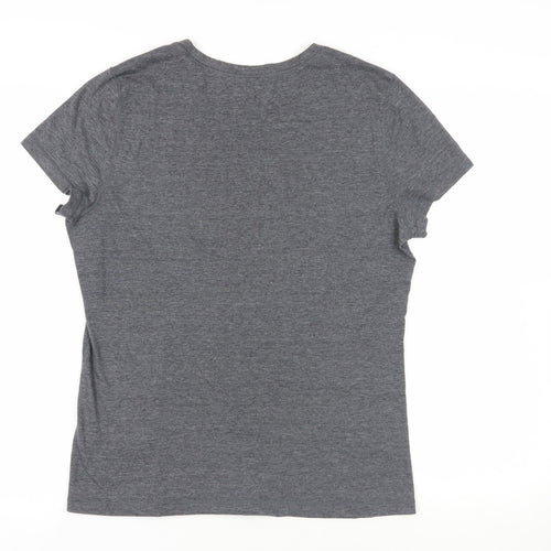 Reebok CrossFit Womens Grey Polyester Pullover T-Shirt Size L Crew Neck Pullover - Gym Workout Running