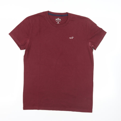 Hollister Mens Purple Cotton T-Shirt Size S Crew Neck - Logo