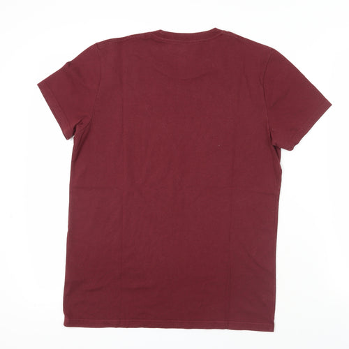 Hollister Mens Purple Cotton T-Shirt Size S Crew Neck - Logo