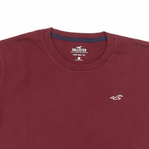 Hollister Mens Purple Cotton T-Shirt Size S Crew Neck - Logo