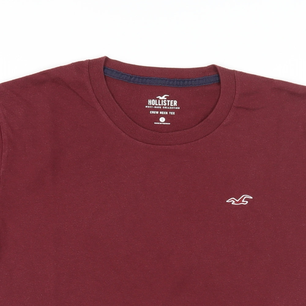 Hollister Mens Purple Cotton T-Shirt Size S Crew Neck - Logo