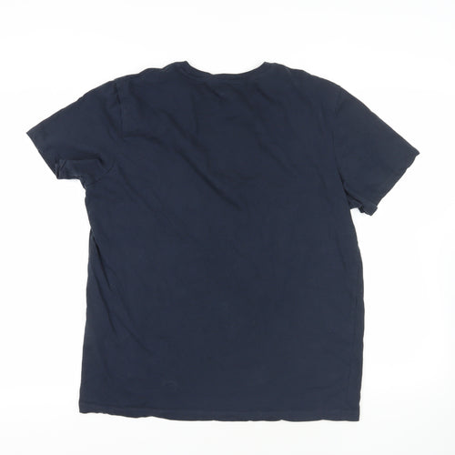 JACK & JONES Mens Blue Cotton T-Shirt Size XL Crew Neck - Logo