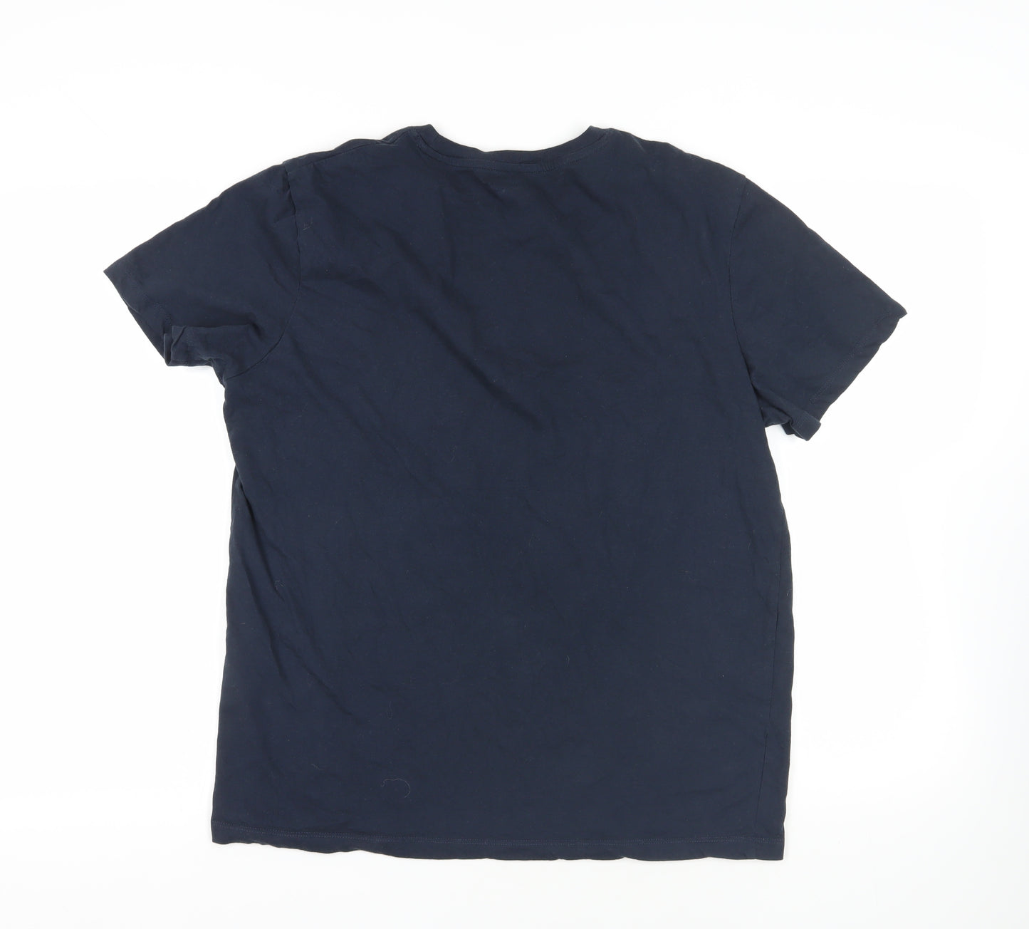 JACK & JONES Mens Blue Cotton T-Shirt Size XL Crew Neck - Logo