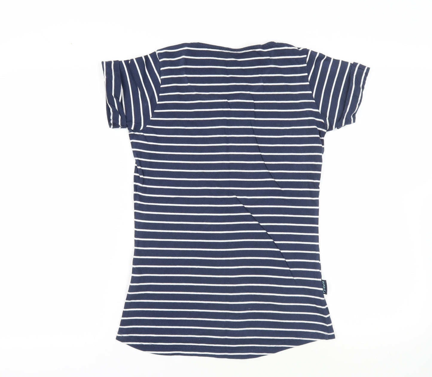 Rydale Womens Blue Striped Cotton Basic T-Shirt Size S Round Neck - Logo