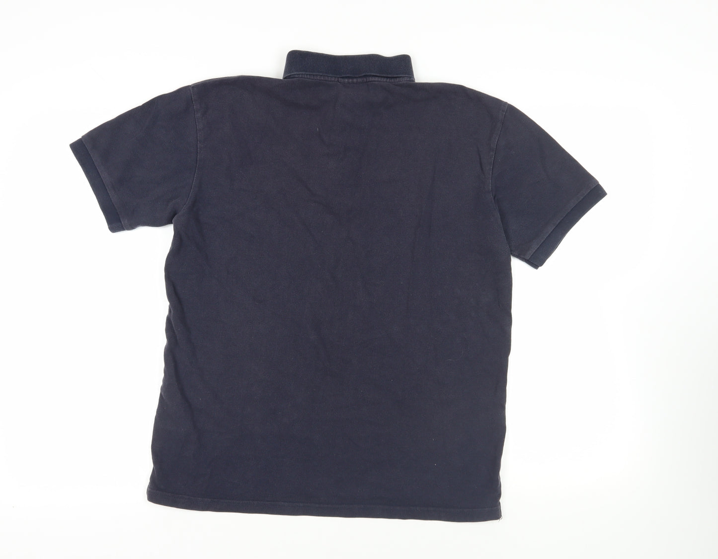 Lacoste Mens Blue Cotton Polo Size L Collared Button - Logo