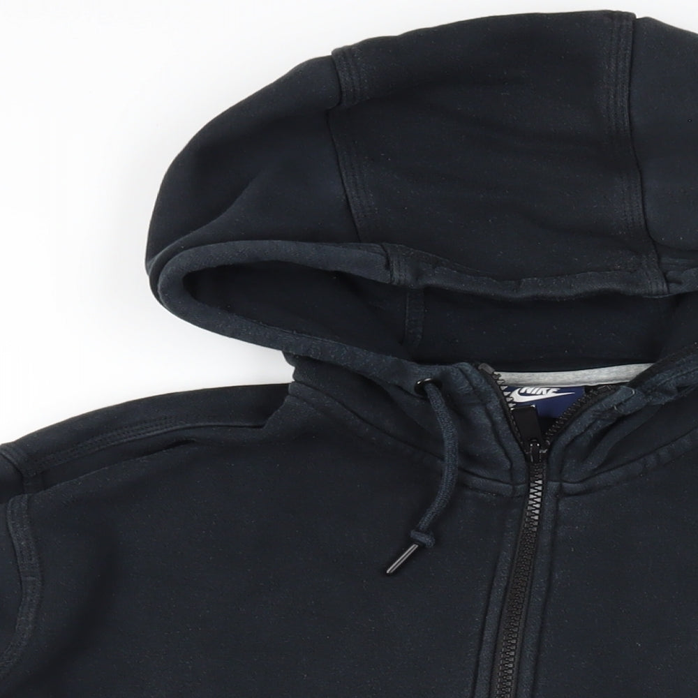 Nike Mens Black Cotton Full Zip Hoodie Size L - Logo Pockets