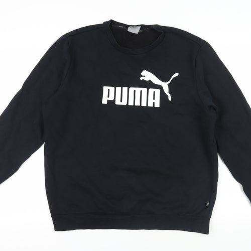 PUMA Womens Black Cotton Pullover Sweatshirt Size L Pullover - Logo