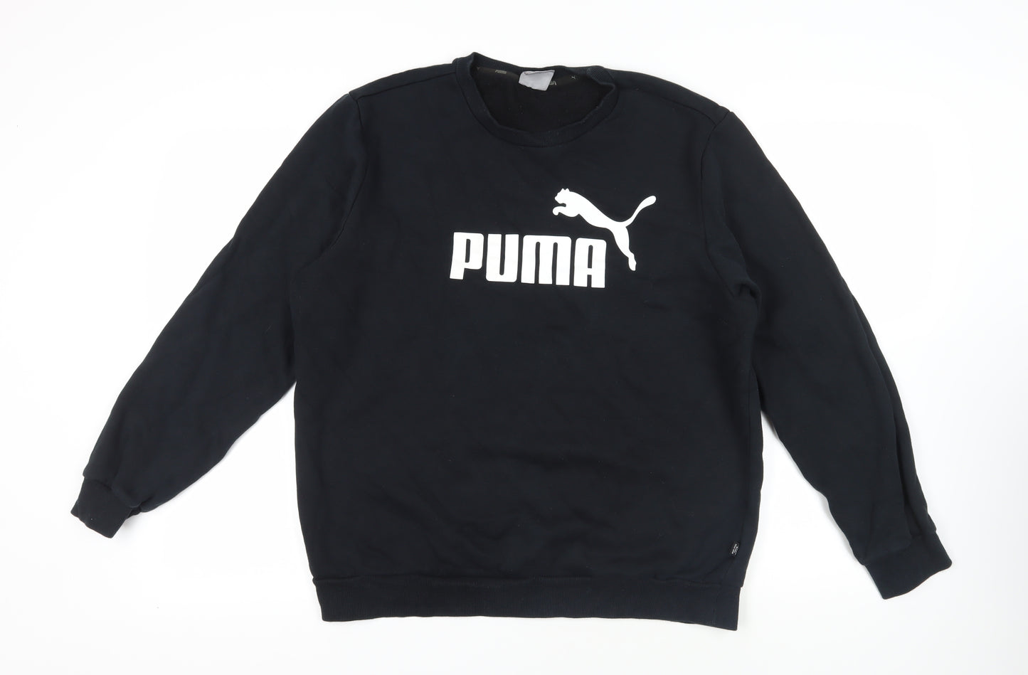 PUMA Womens Black Cotton Pullover Sweatshirt Size L Pullover - Logo