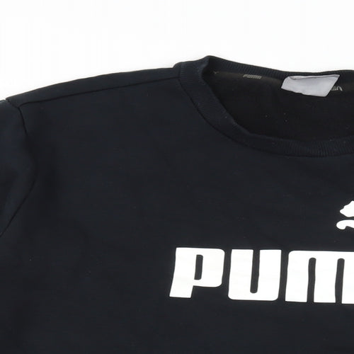 PUMA Womens Black Cotton Pullover Sweatshirt Size L Pullover - Logo