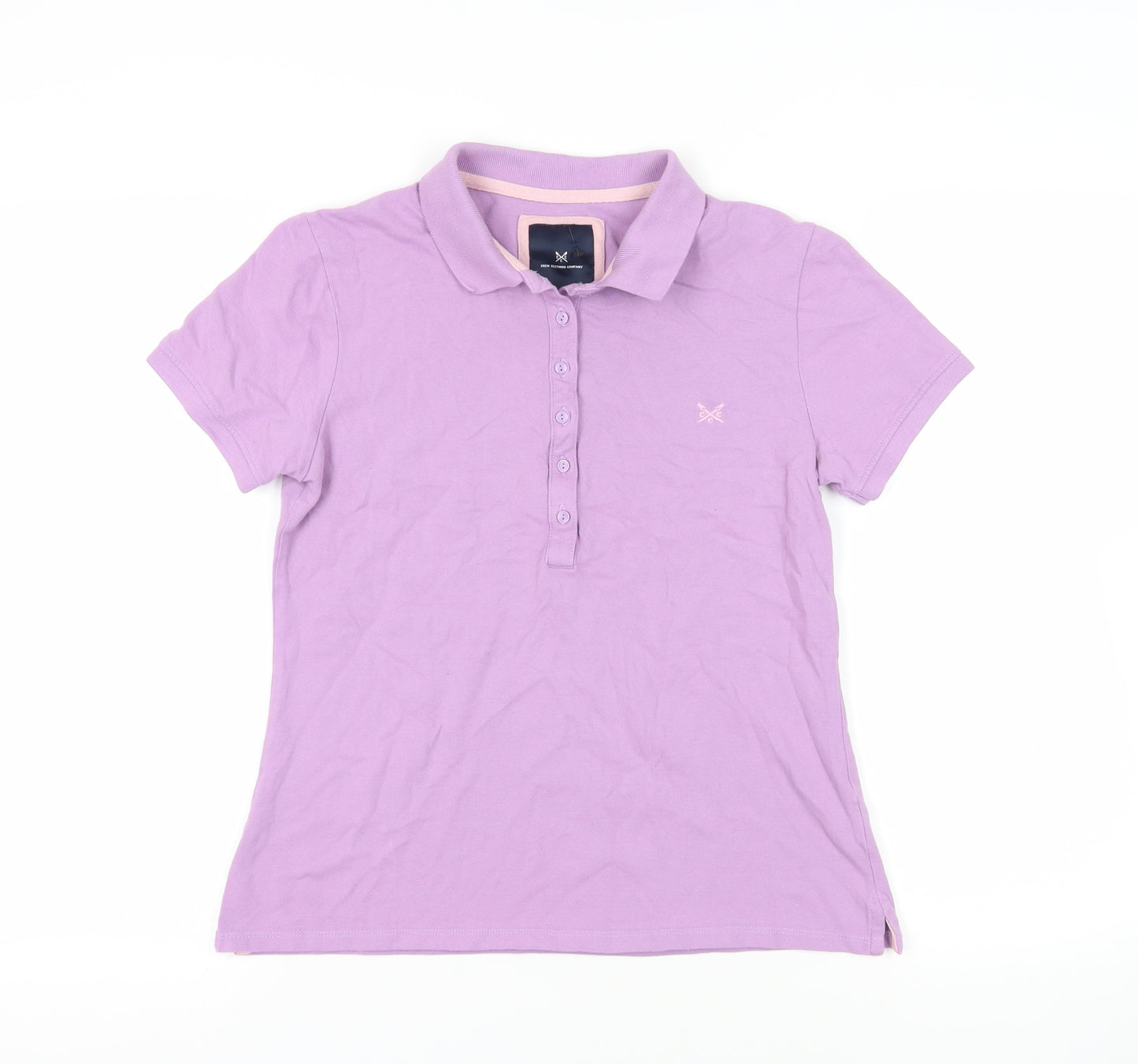 Crew Clothing Womens Purple Cotton Basic Polo Size 12 Collared - Logo