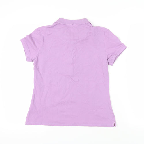 Crew Clothing Womens Purple Cotton Basic Polo Size 12 Collared - Logo