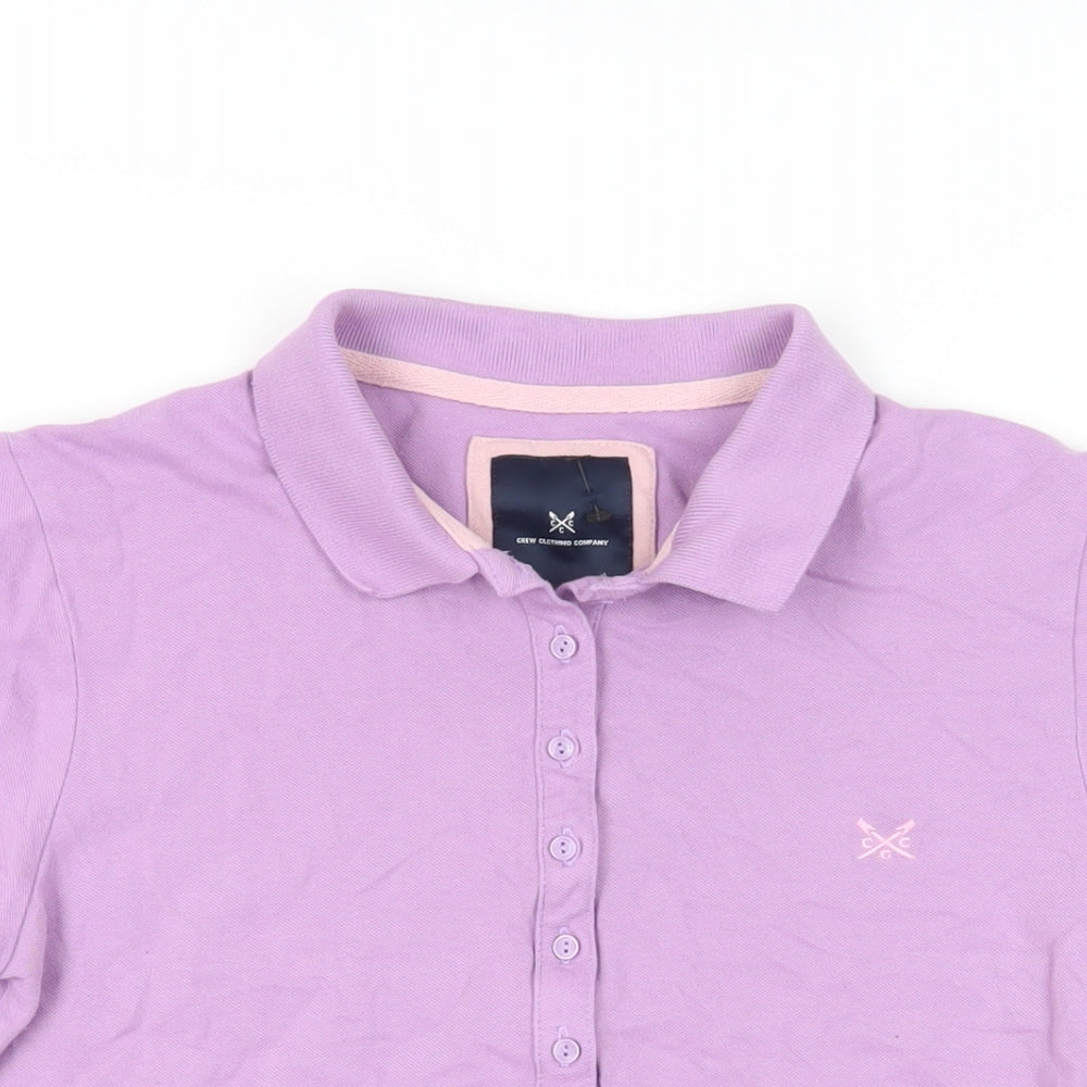 Crew Clothing Womens Purple Cotton Basic Polo Size 12 Collared - Logo