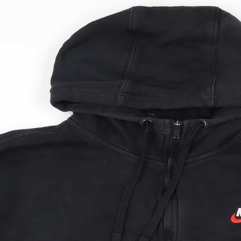 Nike Mens Black Cotton Full Zip Hoodie Size XL - Logo Pockets