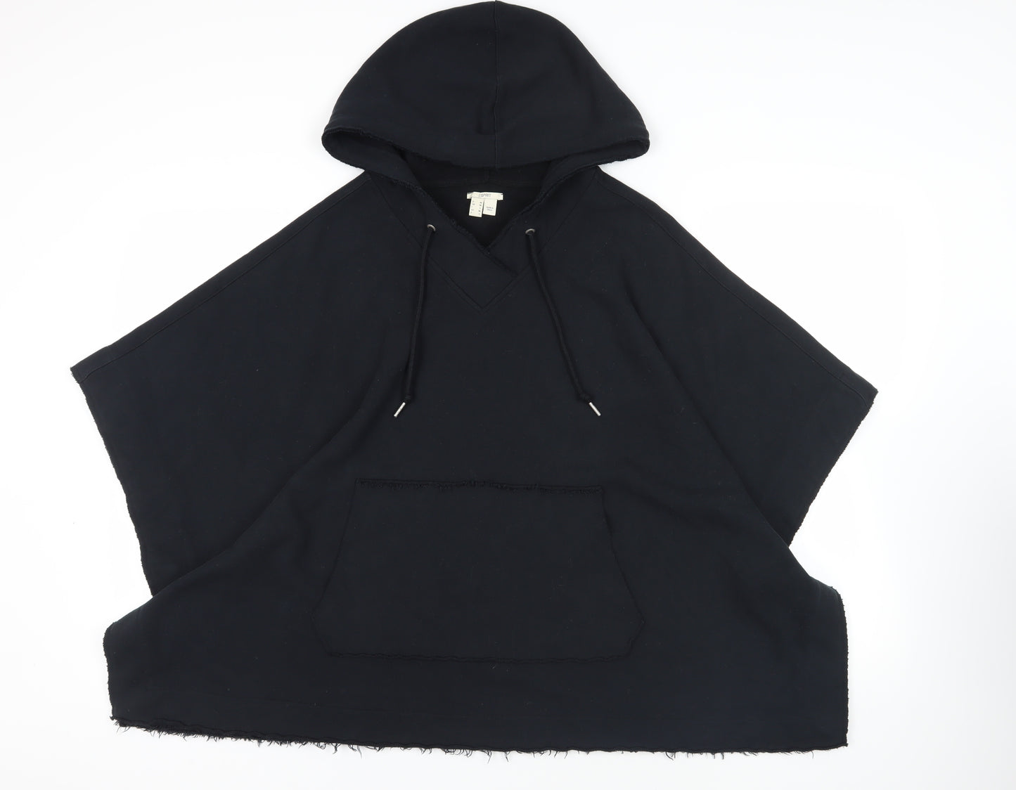 Esprit Womens Black Cotton Pullover Hoodie Size M Snap - Oversized Poncho Style