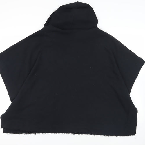 Esprit Womens Black Cotton Pullover Hoodie Size M Snap - Oversized Poncho Style