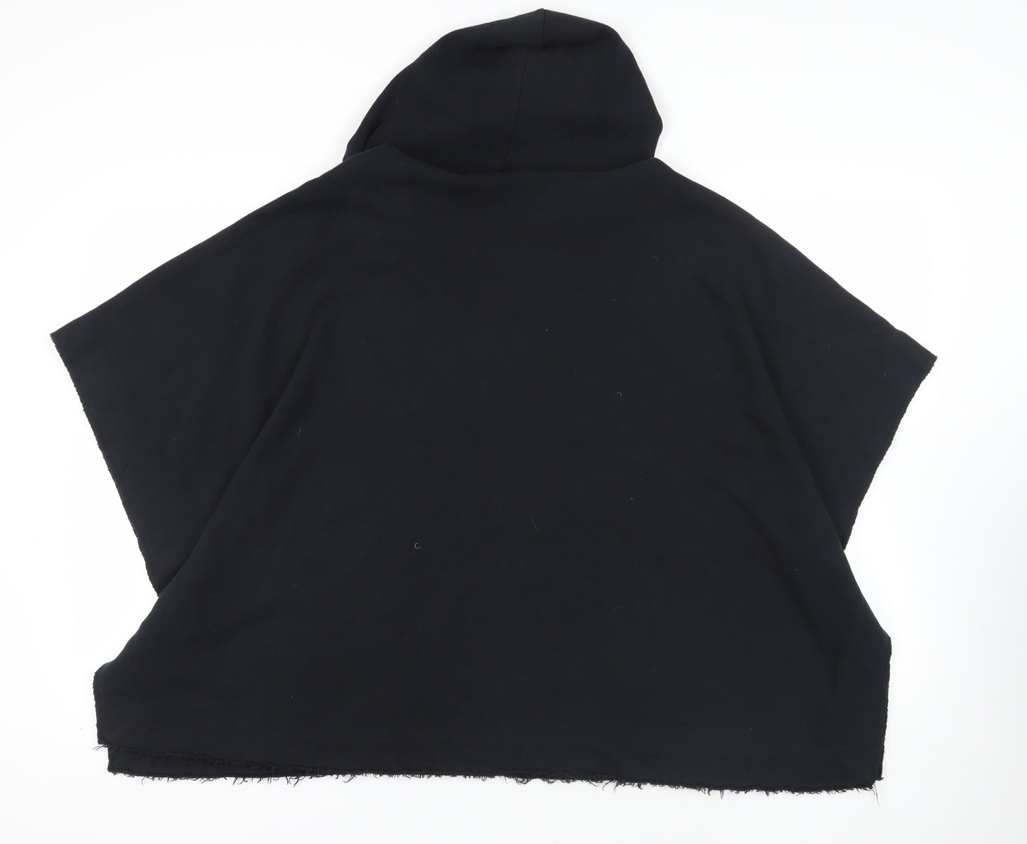 Esprit Womens Black Cotton Pullover Hoodie Size M Snap - Oversized Poncho Style