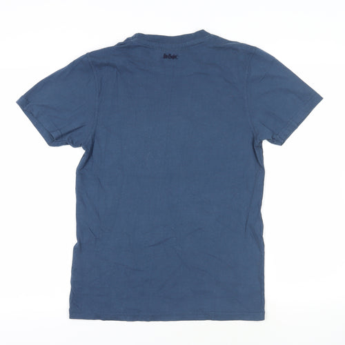 Lee Cooper Mens Blue Cotton T-Shirt Size S Crew Neck - Logo