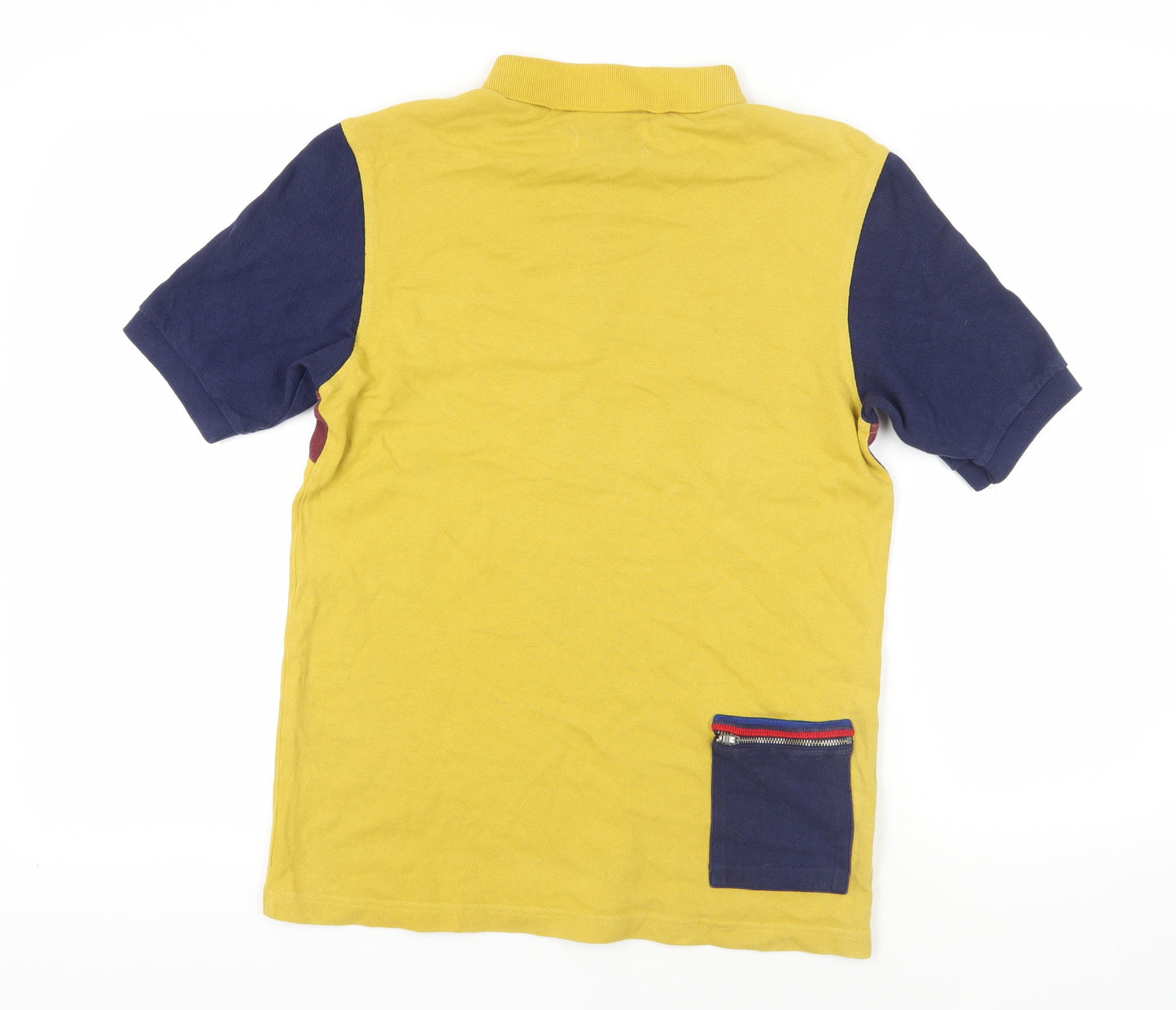 Fred Perry Mens Yellow Colourblock Cotton Polo Size M Collared Zip - Logo