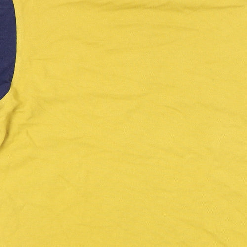 Fred Perry Mens Yellow Colourblock Cotton Polo Size M Collared Zip - Logo