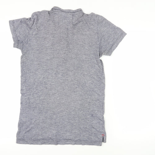 TOG24 Mens Grey Cotton T-Shirt Size S Henley - Pocket Detail