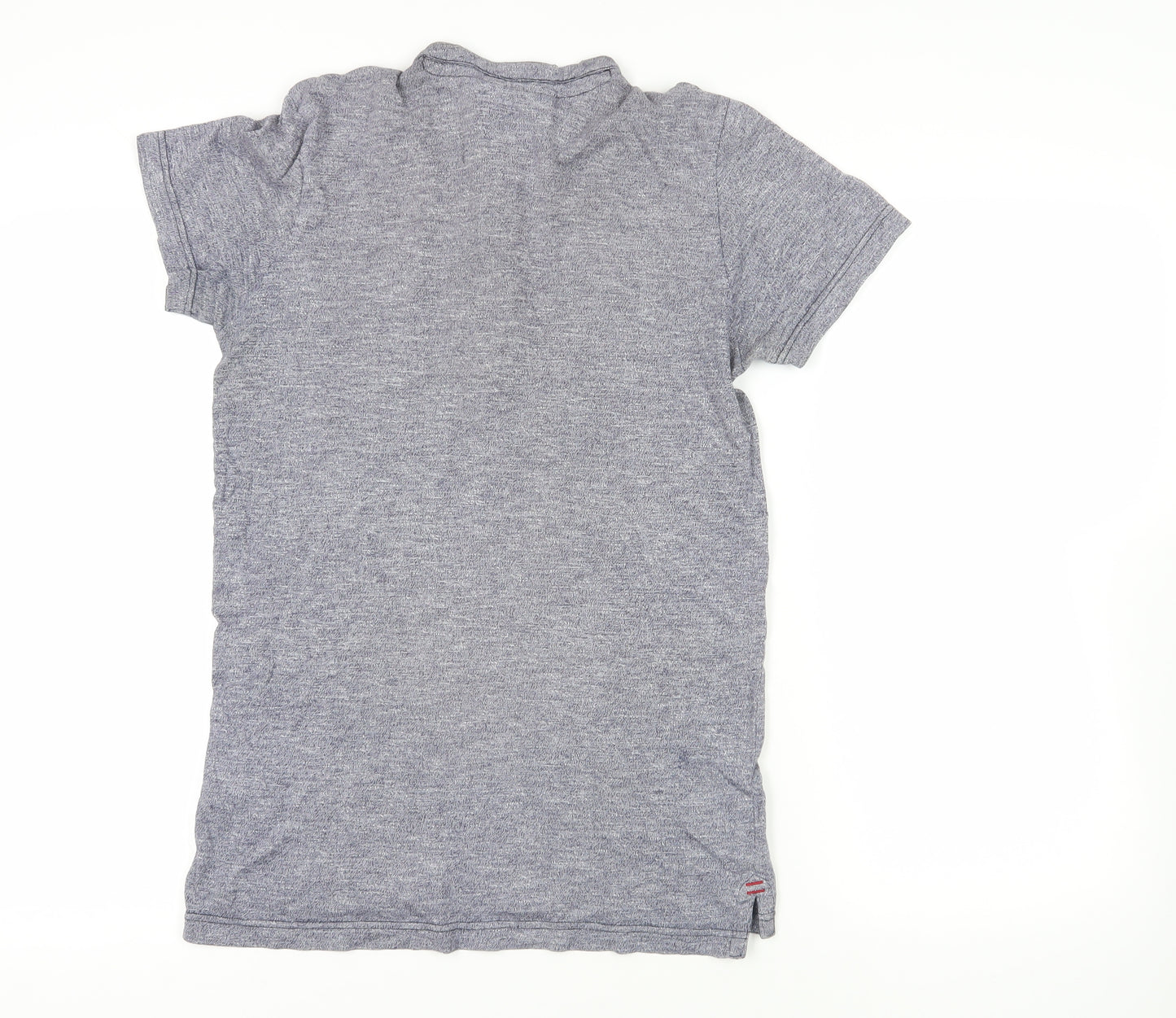 TOG24 Mens Grey Cotton T-Shirt Size S Henley - Pocket Detail