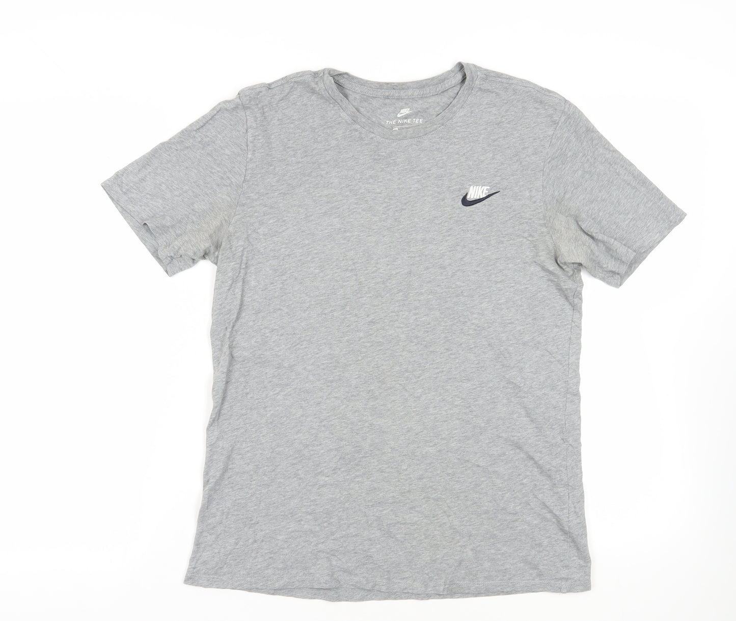 Nike Mens Grey Cotton T-Shirt Size M Crew Neck - Logo