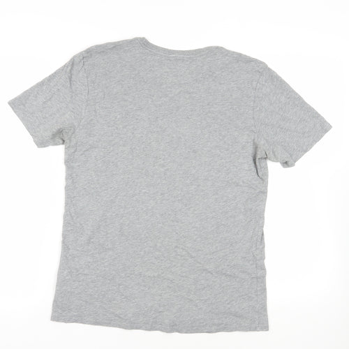 Nike Mens Grey Cotton T-Shirt Size M Crew Neck - Logo