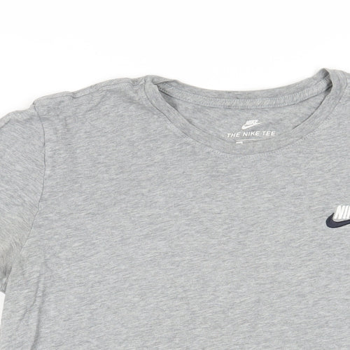 Nike Mens Grey Cotton T-Shirt Size M Crew Neck - Logo