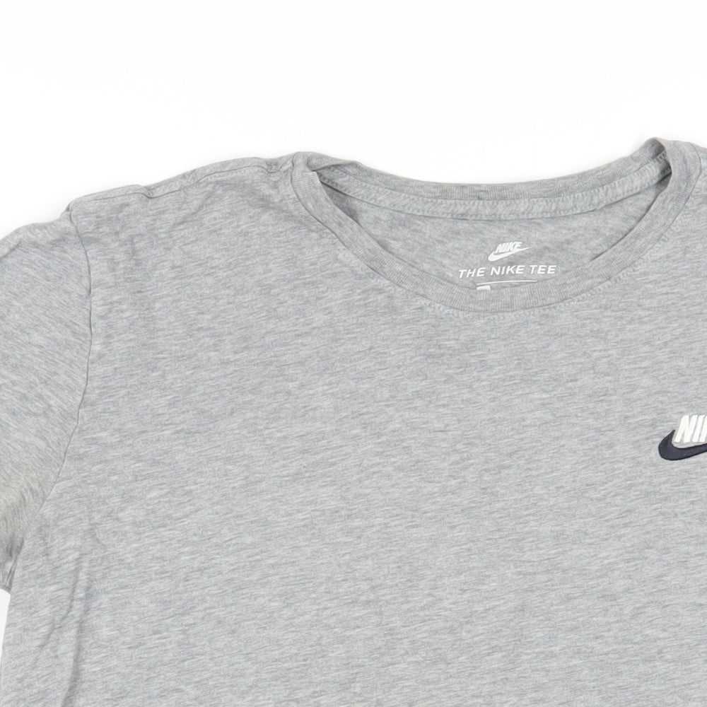 Nike Mens Grey Cotton T-Shirt Size M Crew Neck - Logo