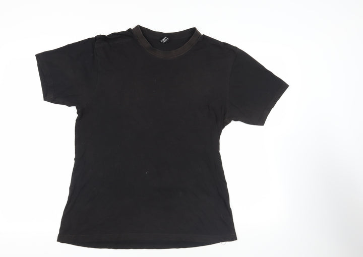 Donnay Womens Black Cotton Basic T-Shirt Size XL Crew Neck