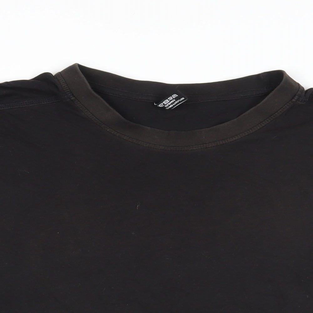 Donnay Womens Black Cotton Basic T-Shirt Size XL Crew Neck