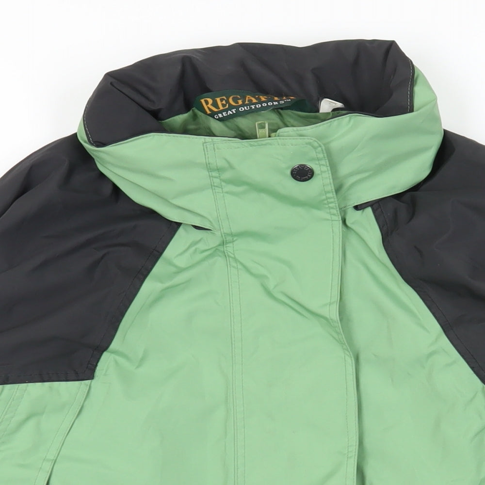 Regatta Womens Green Windbreaker Jacket Size 14 Zip - Technical Outdoors Waterproof Logo