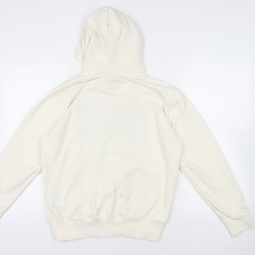 Champion Womens Ivory Cotton Pullover Hoodie Size M Pullover - Logo Pockets