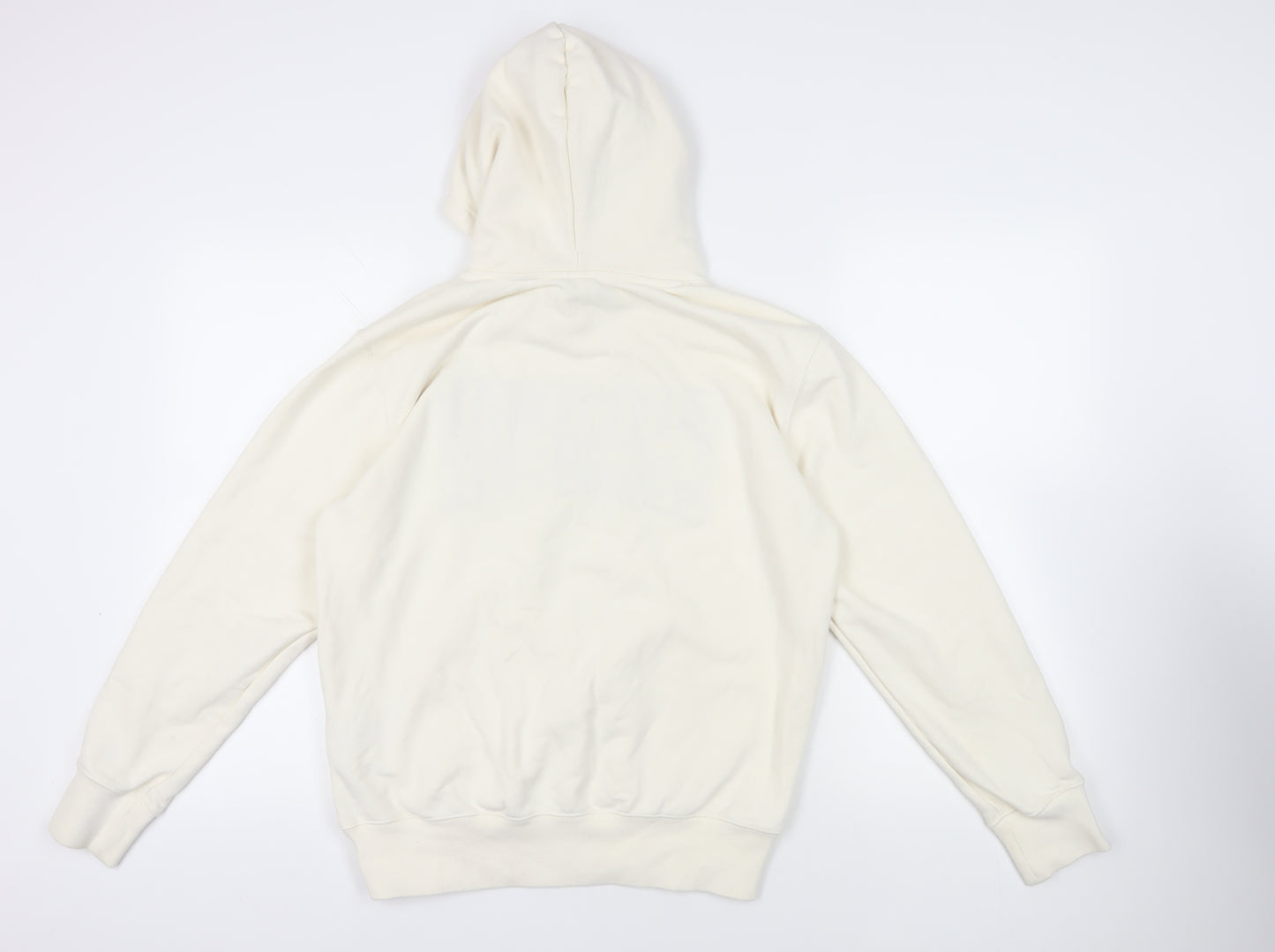 Champion Womens Ivory Cotton Pullover Hoodie Size M Pullover - Logo Pockets