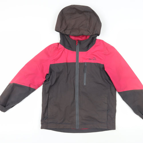 Peter Storm Girls Brown Colourblock Windbreaker Jacket Size 7-8 Years Zip - Technical Outdoors Waterproof Logo