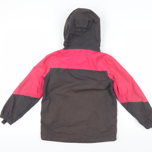 Peter Storm Girls Brown Colourblock Windbreaker Jacket Size 7-8 Years Zip - Technical Outdoors Waterproof Logo