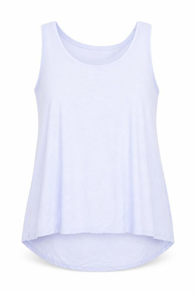 Front view of Marks & Spencer women’s blue viscose basic t-shirt, size UK 20, boat neck