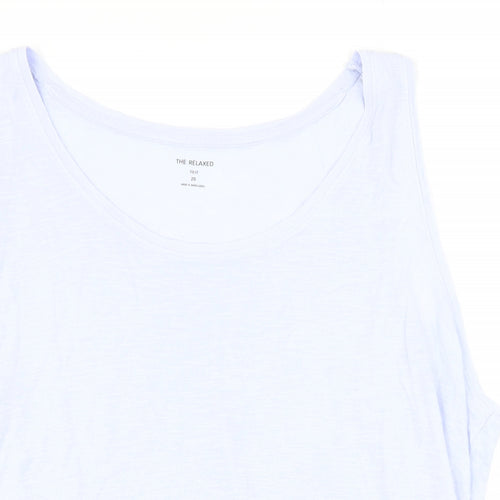 Marks and Spencer Womens Blue Viscose Basic T-Shirt Size 20 Boat Neck